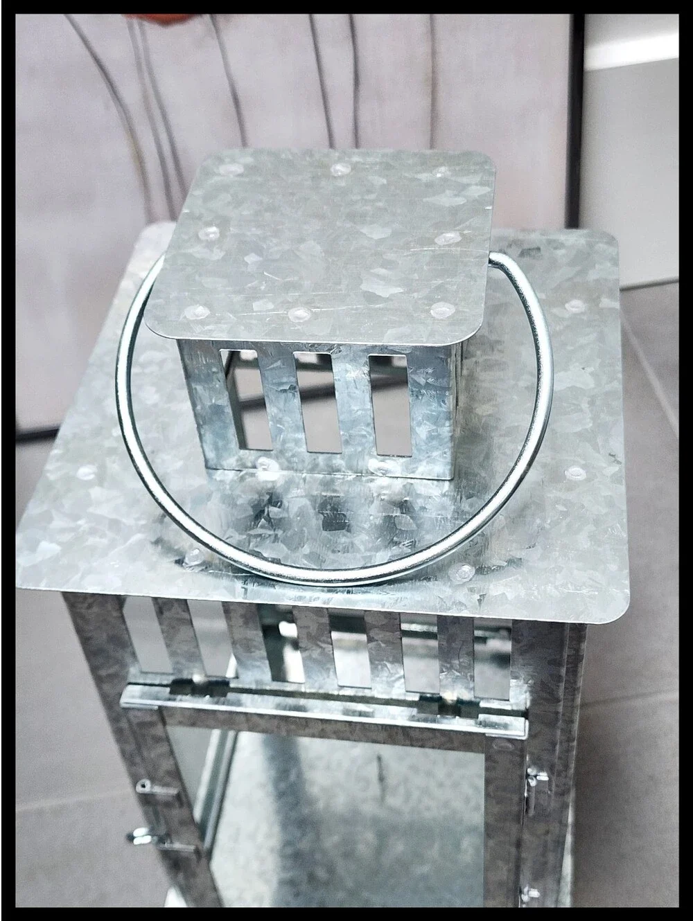 NWT IKEA Borbby Galvanized Metal Glass Lantern Pillar Candle String Light Floral